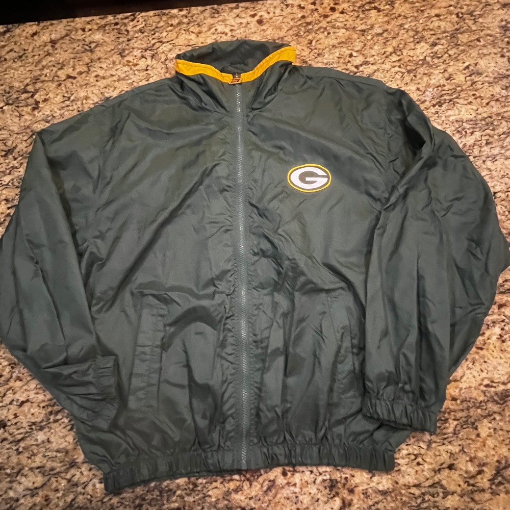 NFL‎ Game Day Green Bay Packers Windbreaker Jacket Mens Large Green Gold
